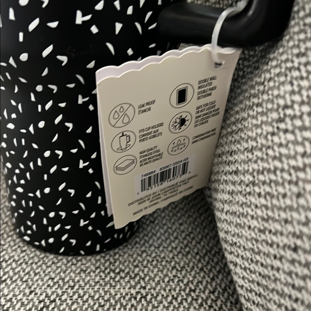 Black and White Composition Notebook Speckled Tumbler with Straw, new - Picture 2 of 9